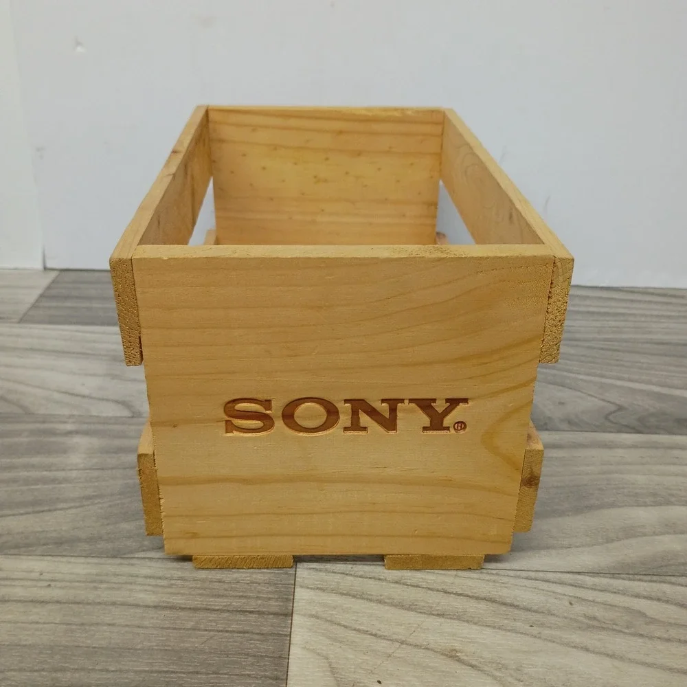 Sony Compact Disc Digital Audio Wooden 20 CD Storage Crate Rack Vintage